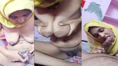 বাংলাদেশি হিজাবি মেয়ে তার সৎ ভাইকে সুন্দর ব্লোজব দিচ্ছে